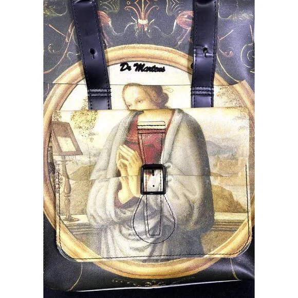SUPER RARE Dr Martens Renaissance Print Leather Backpack Art-Inspired Top Handle - Picture 2 of 13